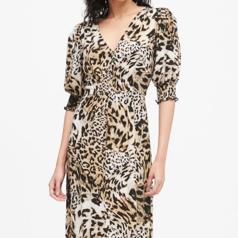 Banana Republic Leopard Print Midi Dress